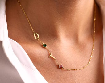 Personalized Birthstone Necklace – Dainty Custom Initial Jewelry