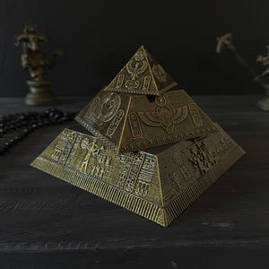 Puzzeldoos Egyptische piramide, gouden voorraad, geheime opslag, uniek decor, mythologisch cadeau, decoratie voor thuis en op kantoor, cadeau in oude stijl