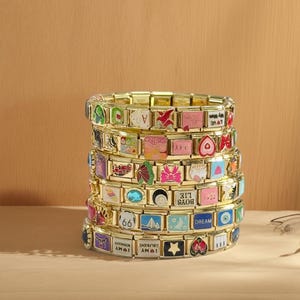 Gold Italian Charm Bracelet, Mystery Italian Charm Bracelet Gold, Charm Bracelets, Bracelets for Women, Italian Charms, Y2K Jewelry