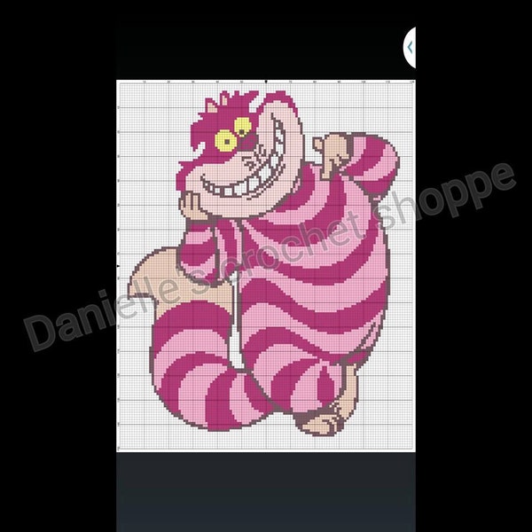 INSTANT DOWNLOAD Cheshire Cat afghan crochet pattern graph
