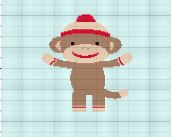 SOFORTIGER DOWNLOAD Sock Monkey inspirierte afghanische Häkelanleitung Graph