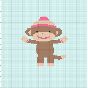 INSTANT DOWNLOAD girl Sock Monkey inspired afghan crochet pattern graph
