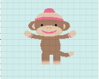 SOFORTIGER DOWNLOAD Mädchen Sock Monkey inspiriert afghanische Häkelanleitung Graph