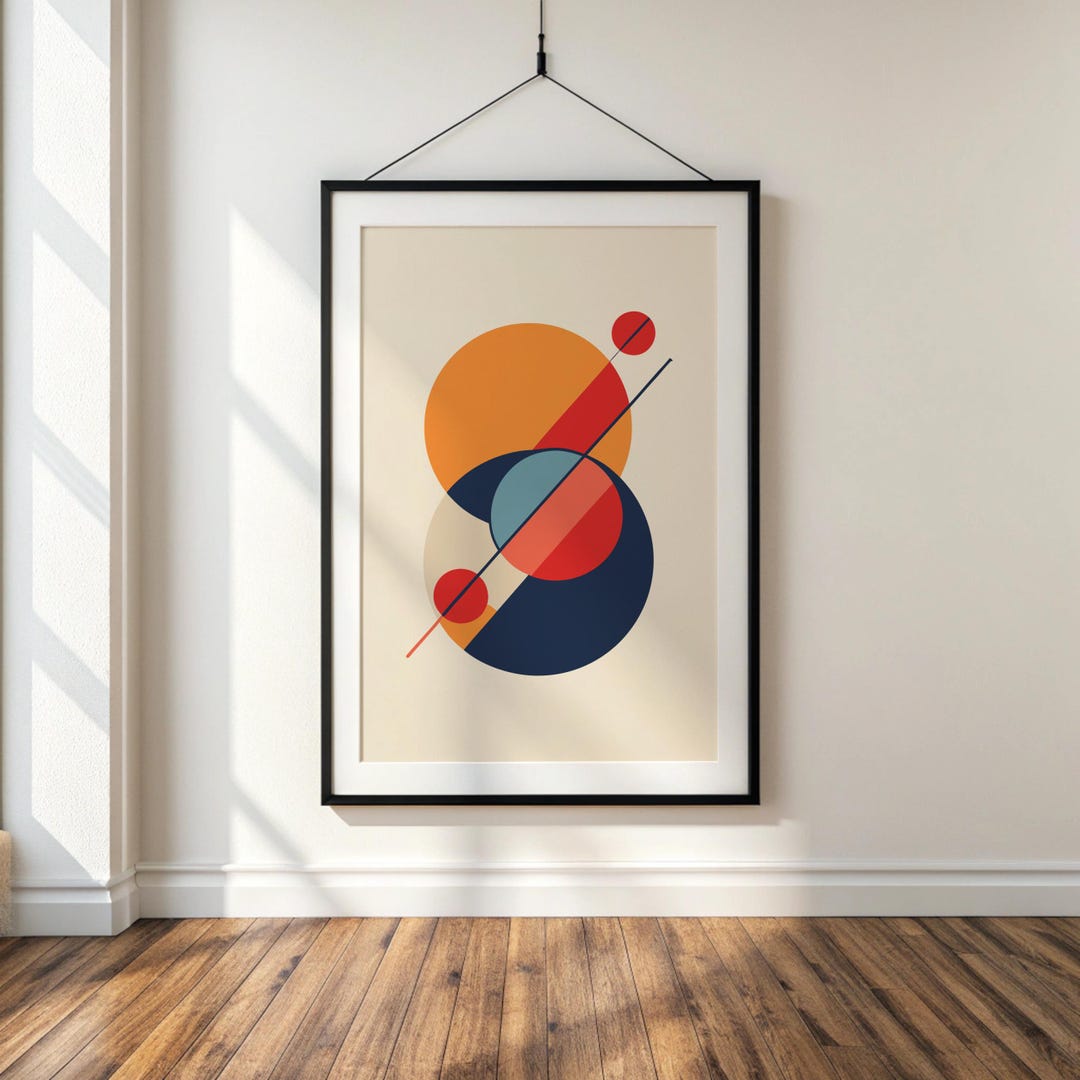 Bauhaus Circle & Line Abstract Wall Art, Geometric Minimalist Printable ...