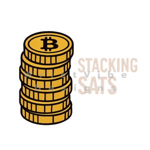 Stacking Sats Bitcoin Clipart | Minimalist Crypto PNG JPG | BTC Digital Art for Sublimation