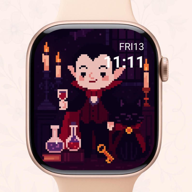 Vampire Cat & Bat Butler Pixel Art | Kawaii Halloween Apple Watch and ...