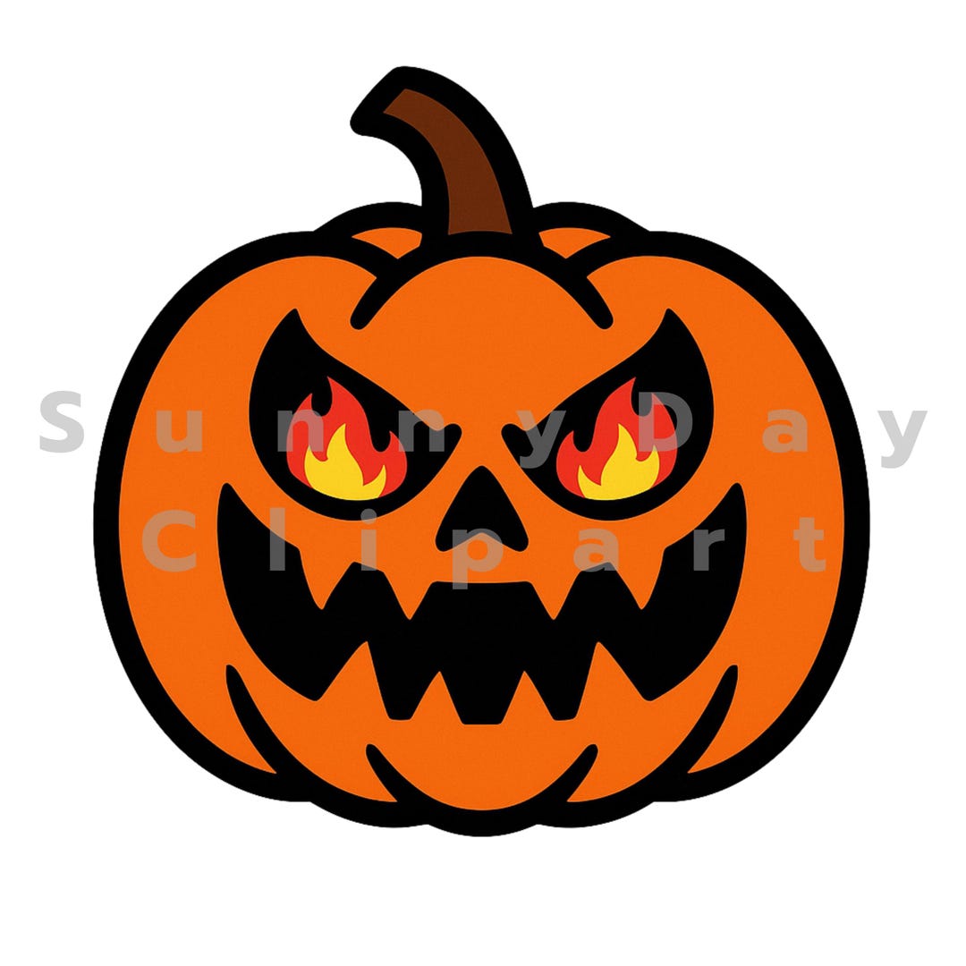 Evil Jack O Lantern Clipart - Scary Halloween Pumpkin PNG JPG Digital ...