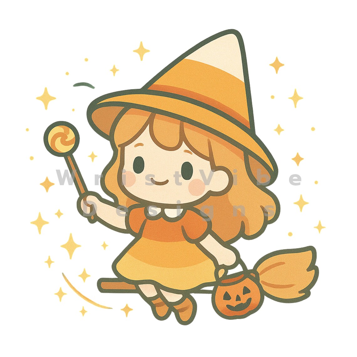 Candy Corn Witch PNG: Kawaii Halloween Clipart (digital Download ...