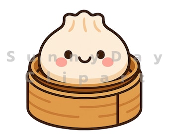 Kawaii Dumpling Clipart PNG, Cute Baozi Art (Digital Download)
