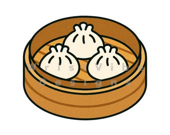 Kawaii Steamed Dumplings Clipart: Asian Food PNG JPG (Digital Download)