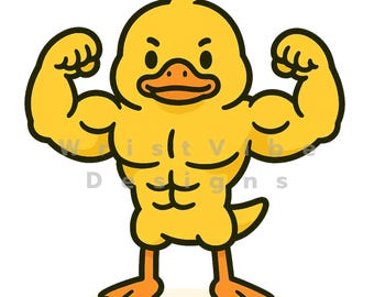 Buff Ente Clipart: Fitness Aufkleber, Gym Merch (PNG JPG Digital Download)