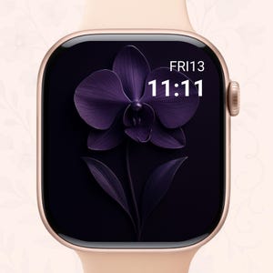 Dark Purple Orchid Apple Watch Wallpaper – Elegant Floral 3D Watch Face for a Bold Look