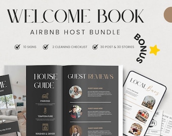 Airbnb welcome book template, Airbnb guest book, Short Term Luxury Vacation Rental, airbnb bundle, Airbnb welcome sign VRBO Guest Book