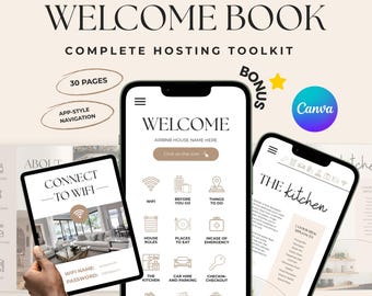 Airbnb Welcome Book Bundle Canva Template | Editable Mobile Guest Guide | Printable House Manual for VRBO & Vacation Rentals