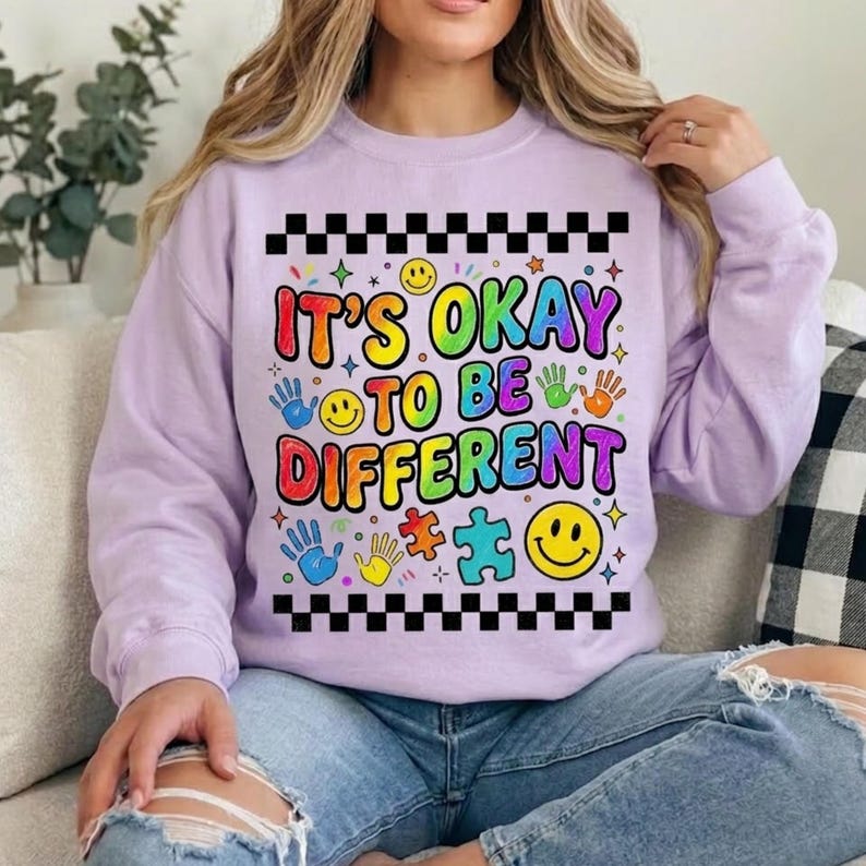 Paquete de 6 PNG de moda para concienciar sobre el autismo (nuevo 2026), cada persona se comunica de forma diferente (PNG), mamá con autismo (PNG), diseño de cinta de rompecabezas (descarga digital) imagen 5