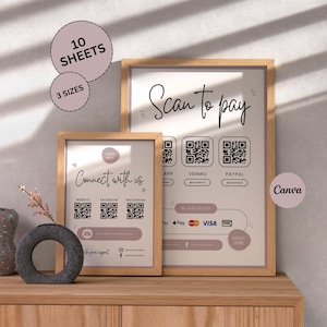 Scan To Pay Template, Price List Template, Paypal Payment Sign, Small Business Printable Sign, scan to pay sign, qr code sign, Venmo Sign