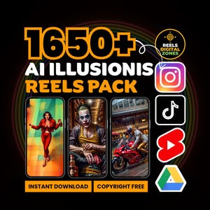 AI Illusion Reels Video Pack: 1650+ Social Media Templates