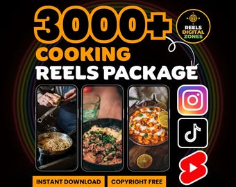 3000+ Faceless Kochen Reels Bundle: Rezepte, Lebensmittel Reels Videos für Social Media Marketing