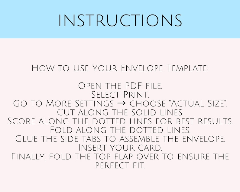 Envelop Printable Guide Printable Envelope Template, DIY 5x7 Inch Envelope (A4 PDF, Digital ...