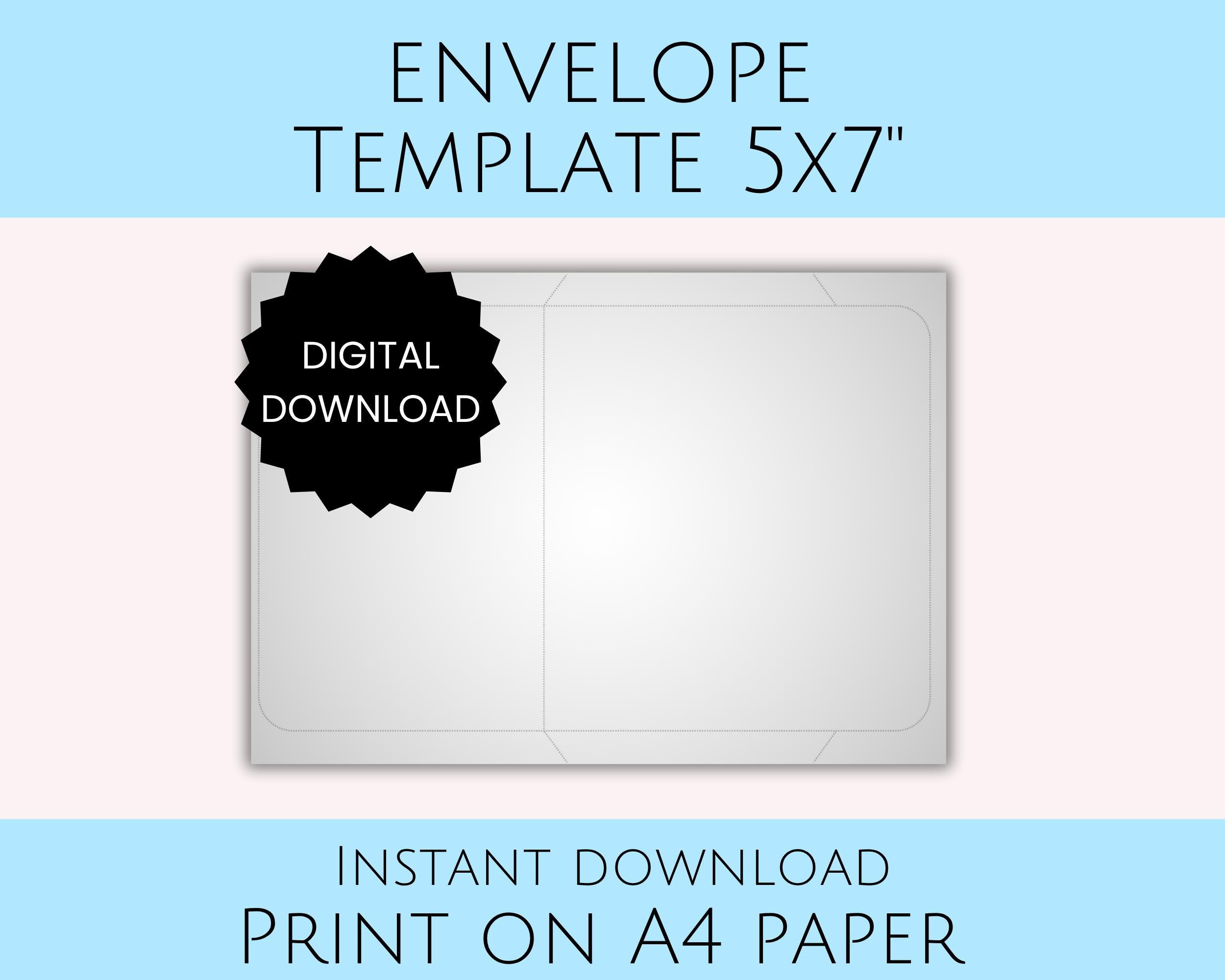 Printable Envelope Template, DIY 5x7 Inch Envelope (A4 PDF, Digital ...
