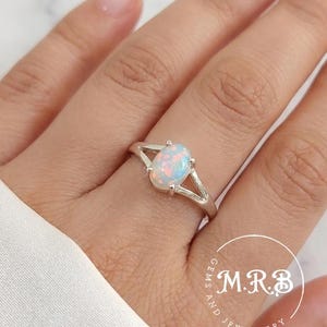 Natural Ethiopian Fire opal Gemstone Handmade Sterling Silver Oval Opal Ring Jewelry