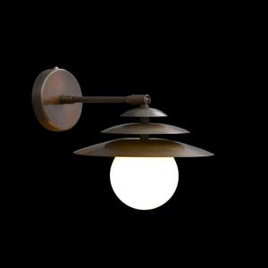 Brass Wall Sconce – Aged Brass Shade Wall Light, Mid-Century Industrial Wall Lamp, Vintage Style Home & Bedroom Lighting.