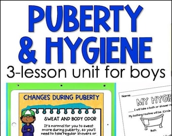 Pubertad e higiene para la salud de los niños: Unidad digital de 3 lecciones con material imprimible.