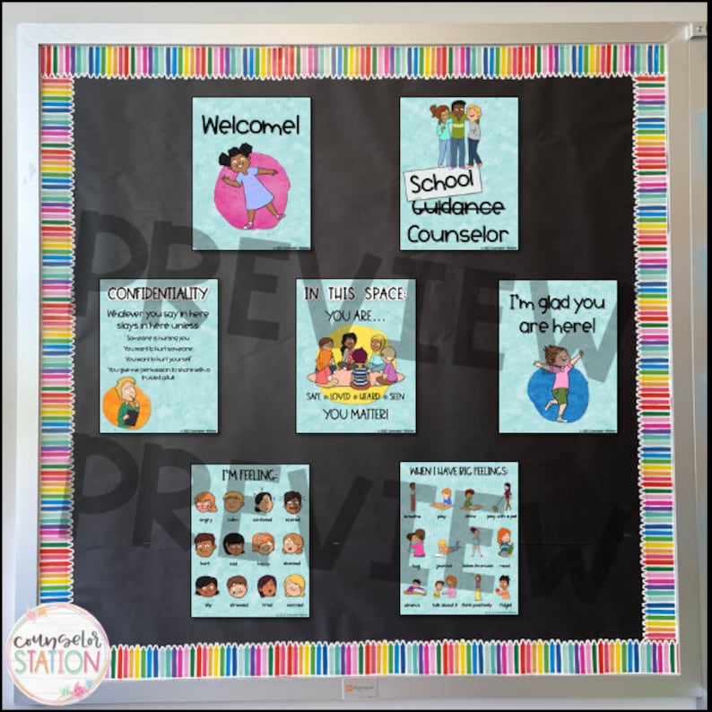 School Counselor Bulletin Board Printable Posters for Counseling Office