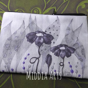 Estuche Tarot Flores Gris Cremallera