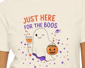 Just Here For The Boos Ghost T-Shirt, Comfort Colors Halloween Tee