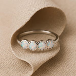 Lab Opal Sterling Silver Band Ring - Comfort Fit