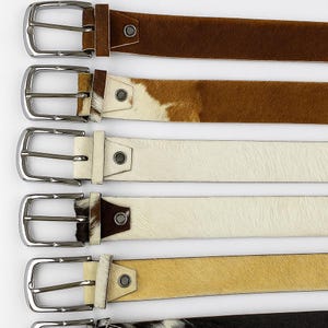 Cowhide Leather Belt – Real Hair On Hide Belt for Men and Women | Handmade Western Country Style | Fall Fashion, Christmas Gift, Halloween