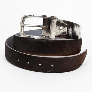 Genuine Cowhide Leather Belt  Handmade Hair On Hide Western Belt for Men and Women | Rustic Country Style | Gift for Him or Her