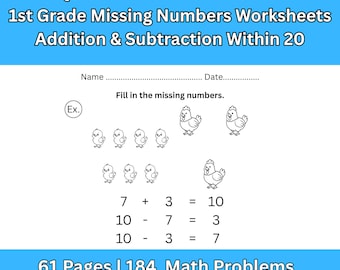 Quick Math Practice Vol.10 | 1st Grade Missing Numbers | Addition & Subtraction Worksheets