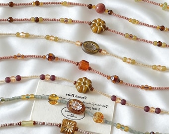 One of a Kind Beaded Bracelet, Handmade Seed Bead Jewelry, Boho Gemstone Glass Bracelet, Unique Gift for Her