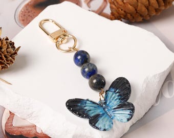 Crystal Butterfly Keychain, Healing Crystal Key Ring with Amethyst & Agate, Gift for Her, Spiritual Jewelry, Positive Energy Carry Charm