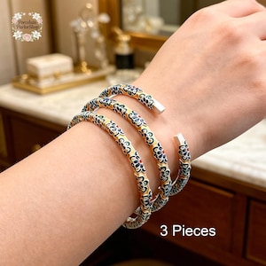 Bracciale rigido vintage in argento smaltato, bracciale floreale fatto a mano, regalo di anniversario per lei, gioiello cloisonné regolabile, regalo di compleanno per la mamma