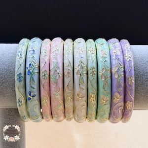 Pulseira Cloisonné, Conjunto Floral Esmaltado em Estilo Vintage, Presente de Inspiração Asiática, Joias para Quimono Qipao Hanfu