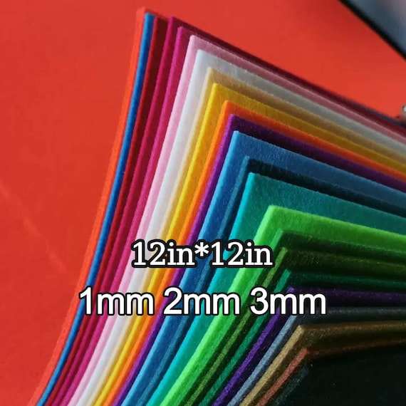 1mm 2mm 3mm Thick 12 Inch Felt Sheets, 40+ Colors, Premium Non-Deformable Felt Squares for DIY Crafts, Sewing, Patchwork, Home Decor