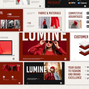 Minimal PowerPoint Business Presentation Template | Red PPT Canva Pitch Deck