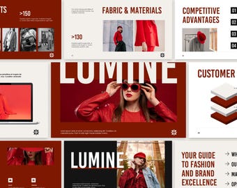 Minimal PowerPoint Business Presentation Template | Red PPT Canva Pitch Deck