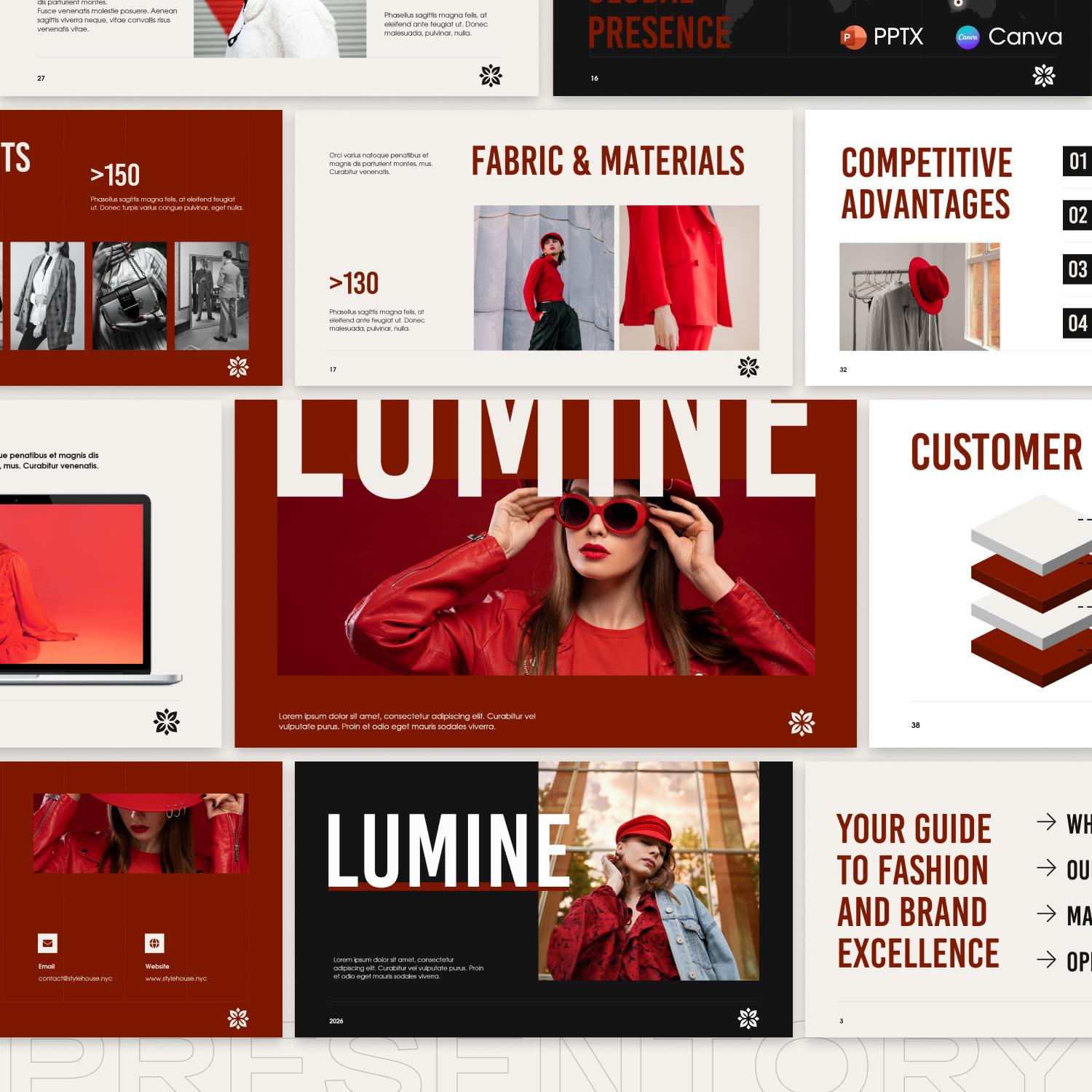 Minimal Powerpoint Business Presentation Template | Red PPT Canva Pitch ...