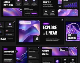 Dark Theme PowerPoint Template: Professional Business Pitch Deck (PPTX Instant Download)