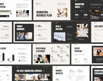 Marketing Plan PowerPoint Presentation Template | Business Strategy PPT Canva Pitch Deck