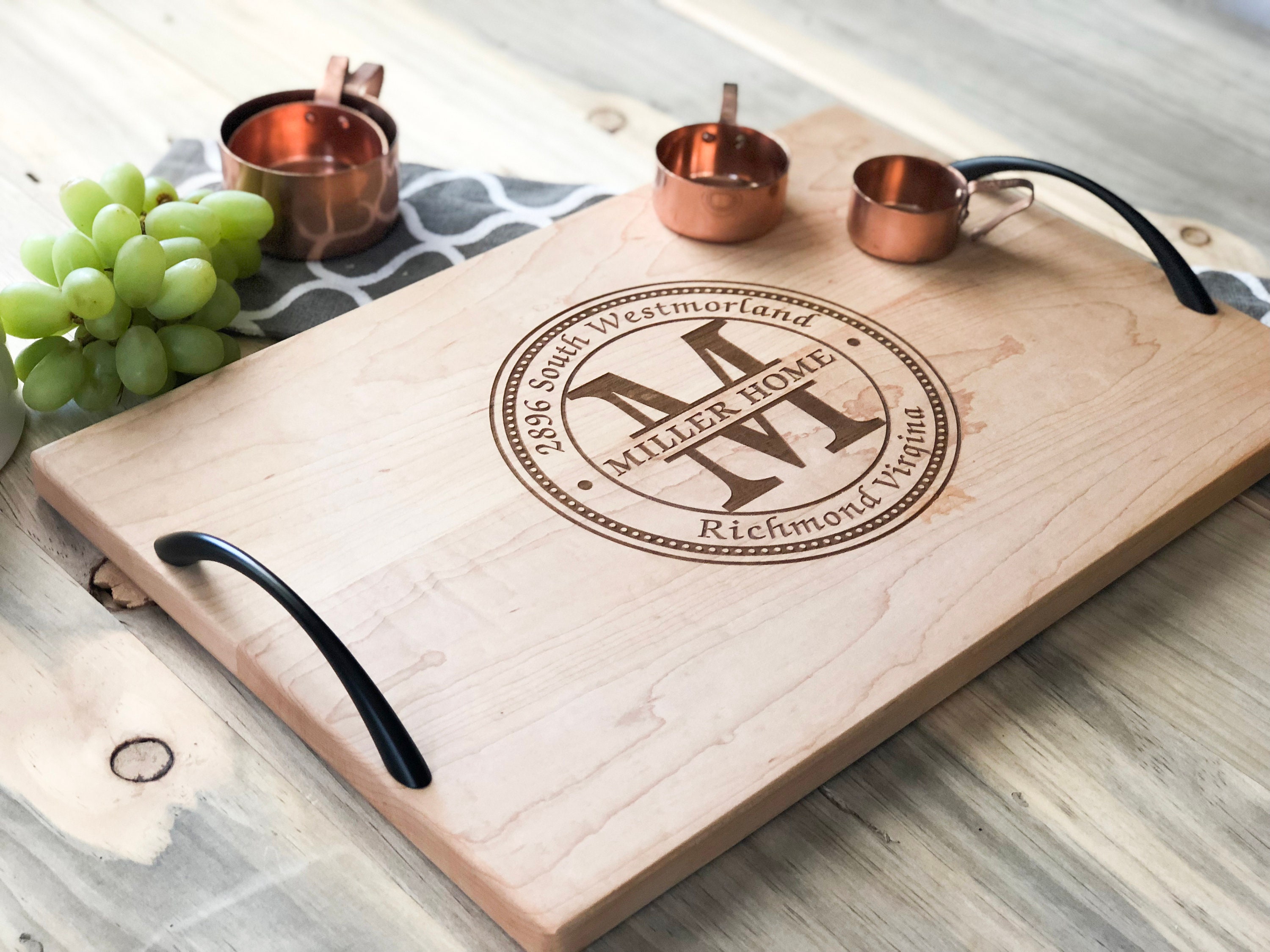 Wood Tray with Handles Housewarming Gift Personalized Gift Etsy