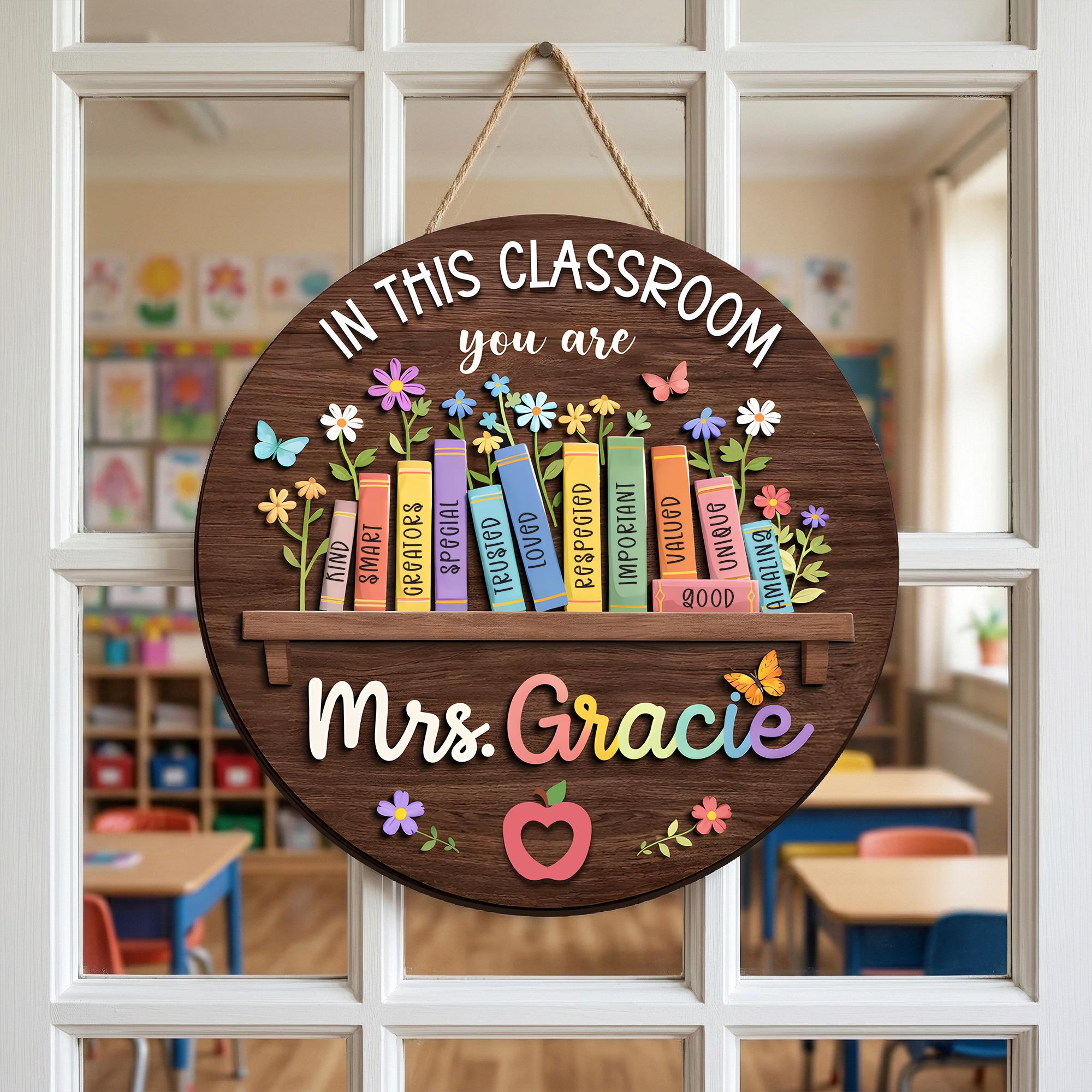Personalized Teacher Door Sign, Custom Classroom Welcome Sign, Teacher ...