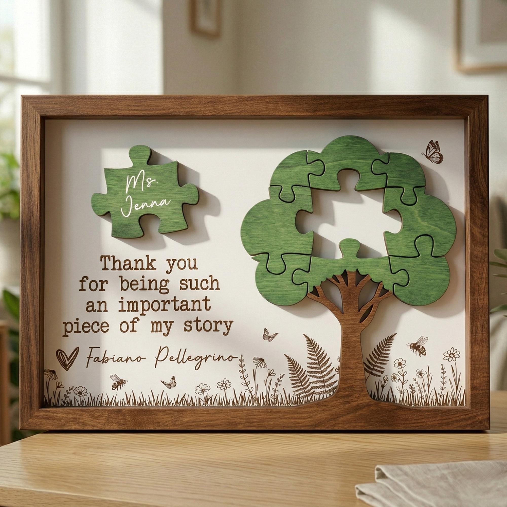 Thank You Teacher Gift, Personalized Puzzle Frame Sign, Piece of My