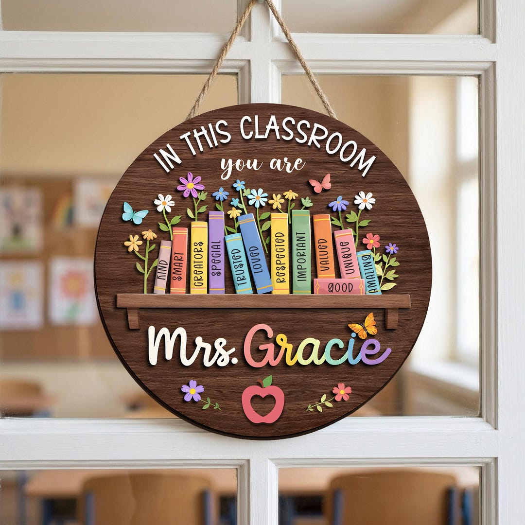 Personalized Teacher Door Sign, Custom Classroom Welcome Sign, Teacher ...