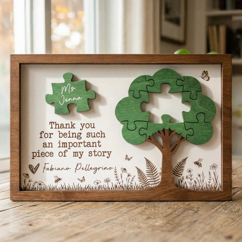 Thank You Teacher Gift, Personalized Puzzle Frame Sign, Piece of My