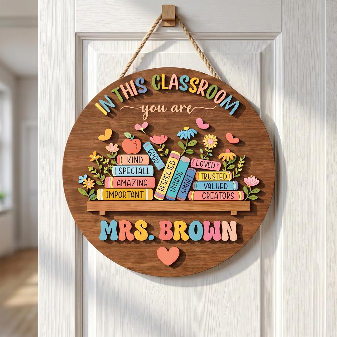 Personalized Teacher Door Sign, Classroom Decor, Teacher Name Sign ...